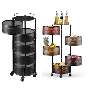 "5-Tier Heavy Duty <b>Wire</b> <b>Basket</b> Cart with Rotating Design Large Capacity Cleaning Use" - Product Image 1
