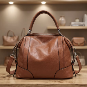 Mejores Precios, Bolso de Mano Personalizado de Cuero Genuino Negro para Mujer, Gran Capacidad, Duradero, de Calidad, con Cierre de Cremallera Doble - Product Image 2