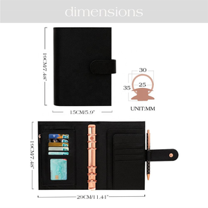 Hongbo penjual terbaik 24 warna Rose Gold 6-cincin A6 Organizer Binder kulit Litchi lembut dengan daun terbang hadiah pernikahan - Product Image 4