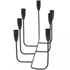 Menorah décorative à 7 bras en aluminium coulé PVD noir mat, design antique, options de personnalisation, décoration de table, décoration intérieure - Product Image 4
