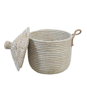 Handmade Seagrass Laundry <b>Basket</b> with <b>rope</b> Handle Handmade <b>Storage</b> <b>Basket</b> Wholesale eco-friendly Made Viet Nam - Product Image 4