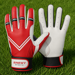 Gants de frappe en cuir rouge SINEWY SPORTS, fermeture auto-agrippante, entraînement, unisexe, adulte, ambidextres, légers, durables, respirants - Product Image 1