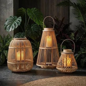 Traditional Rustic Lantern <b>Candle</b> Holder Indoor Hanging Decorative Lantern Lightning <b>Wicker</b> Ornament for Garden Resort Hotel - Product Image 6