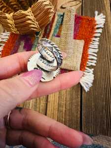 Handcrafted Turquoise <b>Adjustable</b> <b>Ring</b> Sterling Silver Southwestern Boho Statement Jewelry Artisan Gemstone Gift for Her - Product Image 2