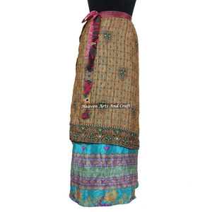 Indian Reversible Sari Wrap <b>Skirt</b> Rajasthani Fancy Reversible Silk <b>Long</b> Wrap <b>Skirt</b> Wholesale Manufacturer - Product Image 6