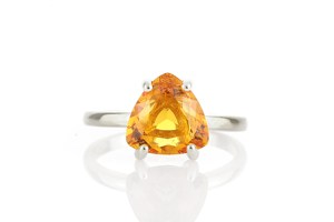 Solid 925 Sterling <b>Silver</b> Unique Natural Citrine Trillion Faceted Cut Gemstone Prong Setting Dainty <b>Solitaire</b> <b>Rings</b> Fine Jewelry - Product Image 3