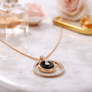 Collier pendentif de luxe en or rose 14 carats avec triple halo de diamants, certifié IGI, bijoux délicats pour femmes, anniversaire, mariage - Product Image 4