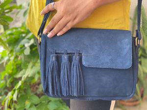 กระเป๋าสะพายหนังกลับแท้สไตล์ตะวันตกสำหรับผู้หญิง, กระเป๋าหนังกลับแท้ทำมือมีสไตล์ - Product Image 3