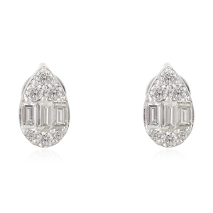 18K Pear Shape Diamond Cluster <b>Earrings</b> for Her - Product Image 2