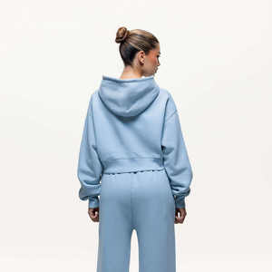 Conjunto Deportivo Premium de 2 Piezas para Mujer, Estilo Vintage Lavado, Color Azul Polvo, Sudadera con Capucha y Pantalones Deportivos Transpirables, para Gimnasio y Uso Diario - Product Image 3