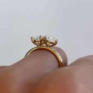 Toi et Moi Diamond <b>Ring</b>, Oval and Pear Diamond Engagement <b>Ring</b>, Solid Gold <b>Open</b> <b>Ring</b>, Unique Bridal <b>Ring</b>, Modern Promise <b>Ring</b> - Product Image 6