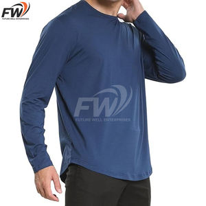 เสื้อยืดผู้ชายแบบเรียบ รุ่นใหม่ล่าสุด ขายส่ง ผ้าฝ้าย 100% ระบายอากาศ แห้งเร็ว แขนยาว รับสกรีนโลโก้ เสื้อยืดออกกำลังกาย ยูนิเซ็กส์ - Product Image 4