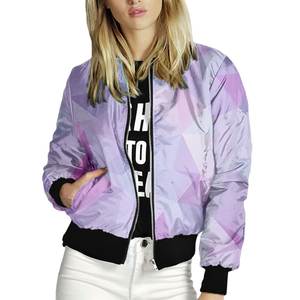Blouson bomber vert pour femme, léger, zippé, décontracté, avec poignets côtelés - Product Image 3