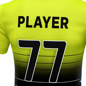 Camiseta de Fútbol para Hombre, Amarilla y Negra con Rayas Degradadas, Manga Corta, Cuello en V, Poliéster que Absorbe la Humedad, Ajustada, para Todas las Temporadas, Ropa Deportiva de Equipo - Product Image 5