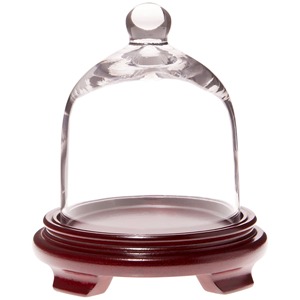 Dôme de présentation en verre rond avec base en bois, design minimaliste pour le stockage des aliments, utilisation en cuisine - Product Image 4