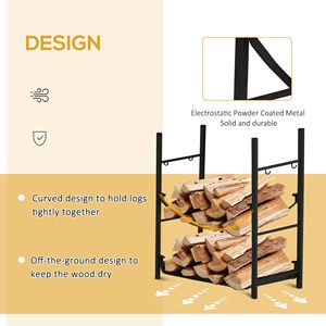 Porta Legna a 2 Livelli Nero con Ganci per Pala, Scopa, Paletta e Pinze per Caminetti Interni ed Esterni 18" Cappotti per Donna - Product Image 6