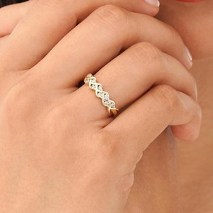 Anillo de Diamantes Cultivados en Laboratorio, Oro de 14K, Anillo de Eternidad con Trenzado de Oro, Anillos Entrelazados para Mujer, Regalo de Aniversario - Product Image 5