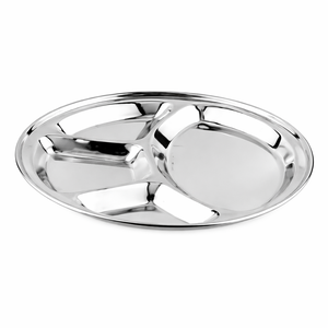 Plateau rond à 4 compartiments, plaques de chargement en acier inoxydable, plats de nourriture ronds, plateau de buffet en acier inoxydable - Product Image 1