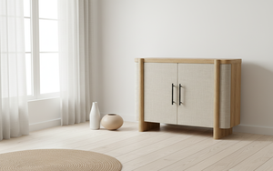 Aparador Moderno de 2 Puertas de Roble Macizo para Sala de Estar - Almacenamiento Resistente al Agua con Diseño Minimalista - Product Image 3