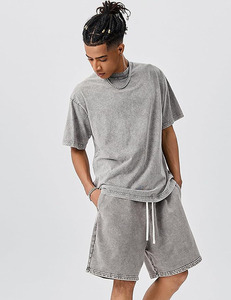 Unisex Short Sets Outfits 2 Piece Summer cotton Oversized <b>T</b>-<b>Shirt</b> Shorts Set Acid Wash Short Sleeve summer oversized tracksuit - Product Image 2