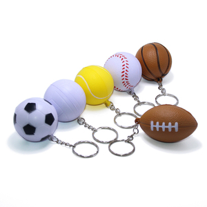 PU Foam Elastic Football Basketball Rugby Tennis Volleyball Baseball <b>Key</b> <b>Chain</b> Ring Toy Mini Soccer Ball Keychain - Product Image 1