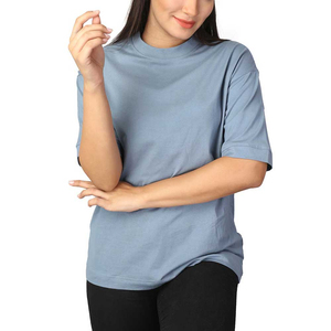 Camiseta de Cuello Redondo para Mujer, Calidad Premium, Color Sólido, Manga Corta, Corte Holgado, 100% Algodón Jersey, Transpirable, para Todas las Temporadas, 2026 - Product Image 6