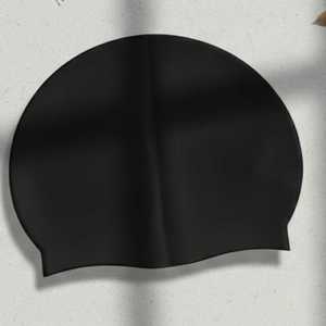 Jack and Jill Black Swim Cap <b>Silicone</b> <b>Waterproof</b> Stretchy Comfortable Unisex Swimming Pool Training Hat - Product Image 2
