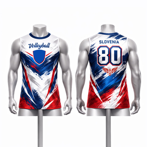เสื้อวอลเลย์บอลอิตาลีแบบกำหนดเองสำหรับผู้ชาย แขนกุด พิมพ์ลายแบบ Sublimation ชุดทีม ระบายอากาศได้ดี แห้งเร็ว เสื้อกีฬา - Product Image 6