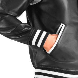 Premium Men's Varsity <b>Jacket</b> Leather Material Contrast Color Embroidery <b>Patch</b> Classic College Letterman Bomber <b>Jacket</b> - Product Image 4