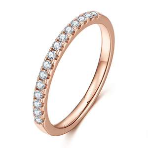 Aniva - Anillo de Diamantes de Media Eternidad con Corte Brillante Clásico, Ajustable, en Oro Rosa de 22 Quilates, Chapado en Rodio, Certificado por IGI, para Mujer - Product Image 2