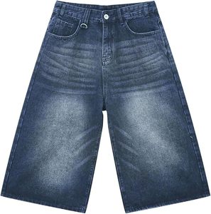 Pantalones Cortos Vaqueros Transpirables de Color Azul Claro Personalizables, Estilo Vintage, de Pierna Ancha, Cintura Media, para Uso Diario en Verano - Product Image 1