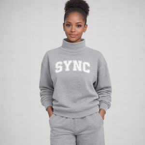 Sweat-shirt à col montant oversize pour femme, nouvelle mode, manches longues, coupe décontractée, hiver, service OEM, haute qualité - Product Image 1