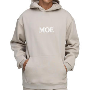 Sudadera con capucha para hombre, 350 GSM, algodón polar, corte holgado, estilo urbano liso con puños acanalados para marcas OEM con etiqueta personalizada - Product Image 1