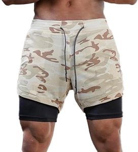 Custom Logo Men's Double <b>Layer</b> Blank Sports Athletic Workout Running Gym Shorts With Liner Breathable 2 In 1 Activewear Shorts - Product Image 4
