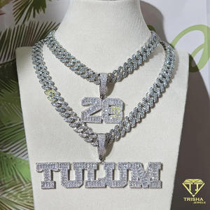 Luxury " TULUM " Letter Pendant <b>Chain</b> Moissanite Diamond Custom <b>Name</b> Necklace Hip Hop Bling Jewelry - Product Image 4