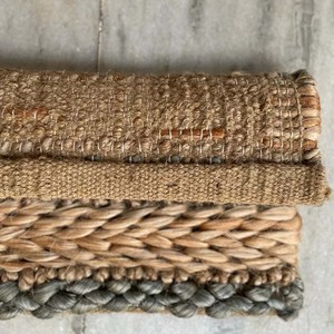 Hand Woven Chunky Knit Jute Rug Steel Grey Braided Woven Modern Extra Thick PET Friendly Non-Slip Decor - Product Image 3