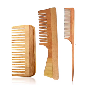 FAIZA CRAFT Peigne à cheveux en bois naturel léger et écologique, personnalisé, design classique à dents larges, anti-nœuds, pour le soin des cheveux - Product Image 4