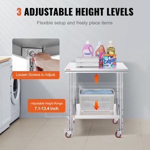 24X30 pollici resistente in acciaio inox preparazione tavolo da lavoro con ruote cucina commerciale acciaio fabbricazione per attività di ristorazione - Product Image 5