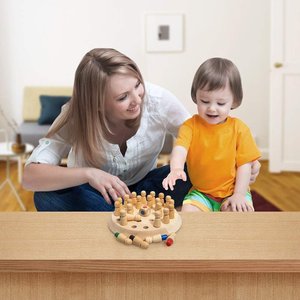 Jeu d'échecs de mémoire en bois Montessori pour enfants, jouet éducatif précoce, casse-tête, jeu de correspondance des couleurs, planche à mémoire - Product Image 3