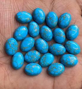 Turquesa azul natural cabujón ovalado, piedra preciosa para la fabricación de joyas, piedra pulida de alta calidad al por mayor - Product Image 1