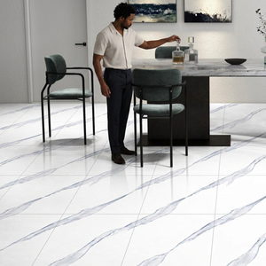 Azulejos de Porcelana Brillante Vistaar Crystal Gold de 10 mm de Grosor, 24x24 Pulgadas, Patrón de Mármol Natural, Antideslizantes, Premium, para Pisos y Paredes Interiores - Product Image 4