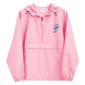 Veste rose unisexe pliable, coupe-vent brodé, léger, résistant à l'eau, vêtement de mode pour l'extérieur - Product Image 1