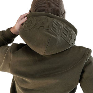 2026 Hot-Selling <b>American</b> Streetwear 3D Embossed Graphic Print Oversized <b>Hoodie</b> Casual Drop-Shoulder Boxy Cropped Men's <b>Hoodie</b> - Product Image 3