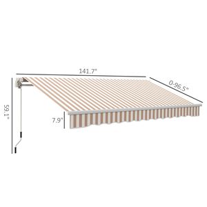 Toldo Retráctil Manual Ajustable de 12 Pies x 10 Pies, Beige/Blanco, Instalación Motorizada Eléctrica para Patio, Balcón, Jardín - Product Image 3