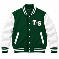 Veste universitaire personnalisée pour homme en laine et coton, col montant, logo brodé sur le devant, style streetwear, hiver