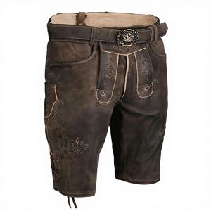 ISONZ Nuevos y Elegantes Lederhosen Bávaros para Hombre, Pantalones de Cuero Genuino con Tirantes, Traje Alemán, Ropa Tradicional - Product Image 1