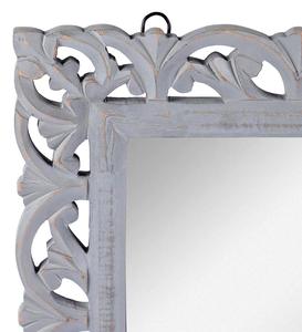 Distressed Grey Wooden Handmade LED <b>Wall</b> <b>Mirror</b> <b>Rectangular</b> Decorative Carved French Country Style for Home Entryway Bedroom - Product Image 4
