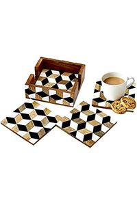 Decorative MDF Enamel Table <b>Coaster</b> <b>Set</b> With Durable Protective Surface For Hotels Cafes Restaurants And Home Interiors - Product Image 1