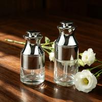 Flacon de lotion pour soins de la peau en verre borosilicate de luxe avec pompe en métal rose doré 100 ml, bouchon à vis