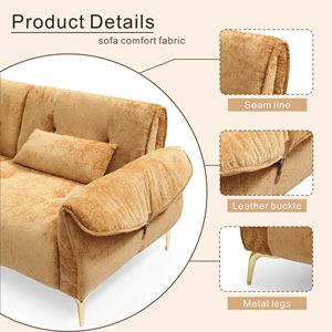 Sofá de 3 Plazas de Lujo con Cojines Confortables y Patas Doradas para Sala de Estar - Product Image 4